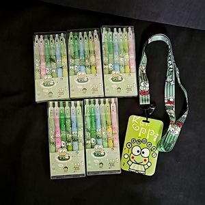 Sanrio Hello Kitty Family Keroppi Pen and Badge Set